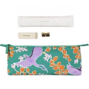 Kate Spade New York Birdy Party Pencil/Cosmetic Case Set With Parrot NWT